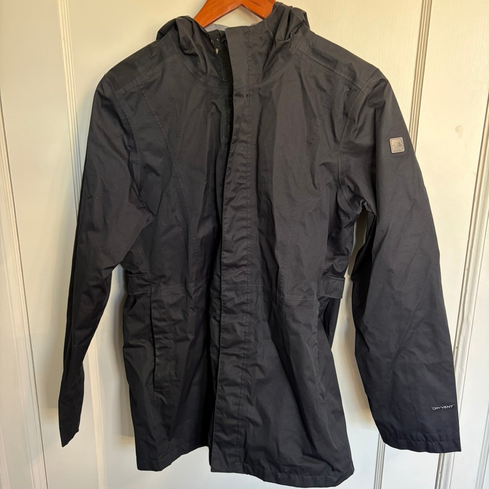 The North Face Girls Laney Rain Jacket DryVent Waterproof Hooded Black XL 18